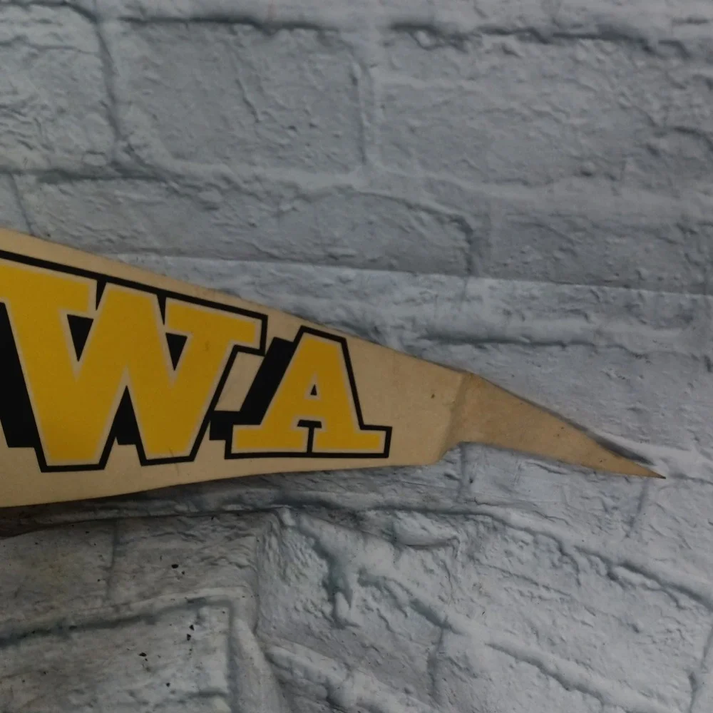 Vintage Iowa Hawkeyes Pennant Tigerhawk Logo Black Gold College Sports Fan Cave